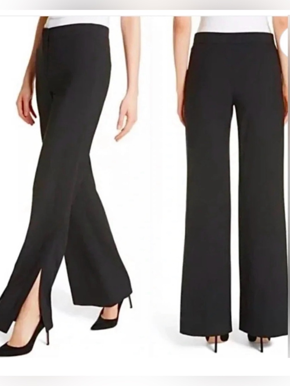 Theory Slit Admiral Crepe Dress Pants Black Size 6 Side Slit Straight Leg